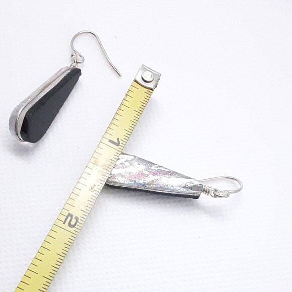 New Sparkley Multicolored Dichroic Glass 925 French Wire Drop Earrings - Picture 8 of 14